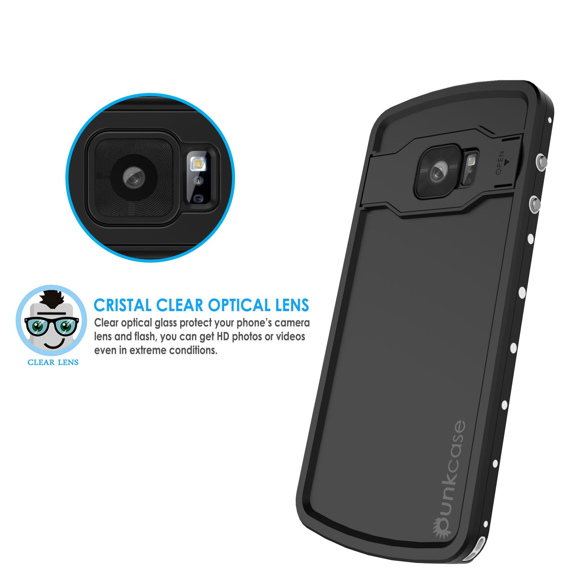 Galaxy S6 EDGE Plus Waterproof Case, Punkcase StudStar White Shock/Dirt Proof | Lifetime Warranty (Color in image: light blue)
