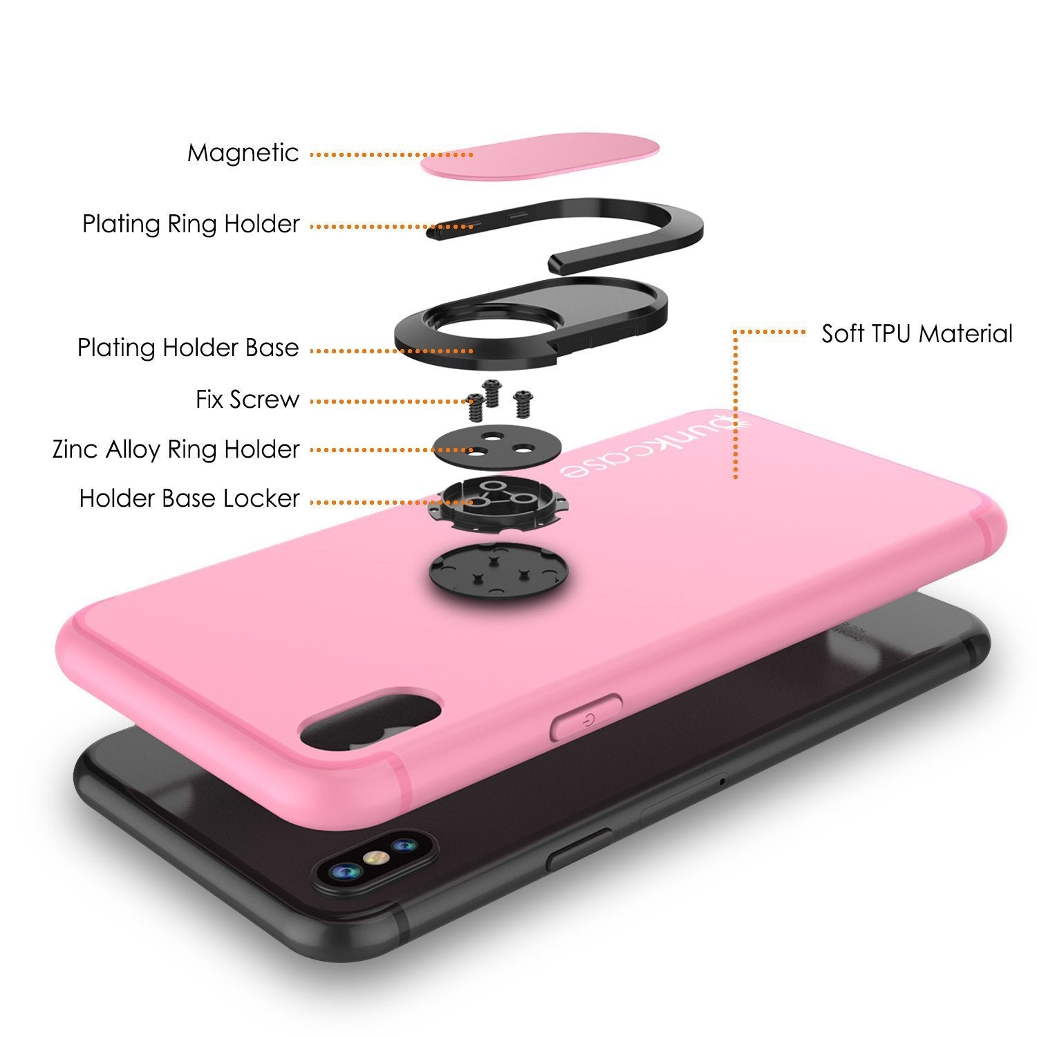 iPhone X Case, Punkcase Magnetix Protective TPU Cover W/ Kickstand, Tempered Glass Screen Protector [Pink] 