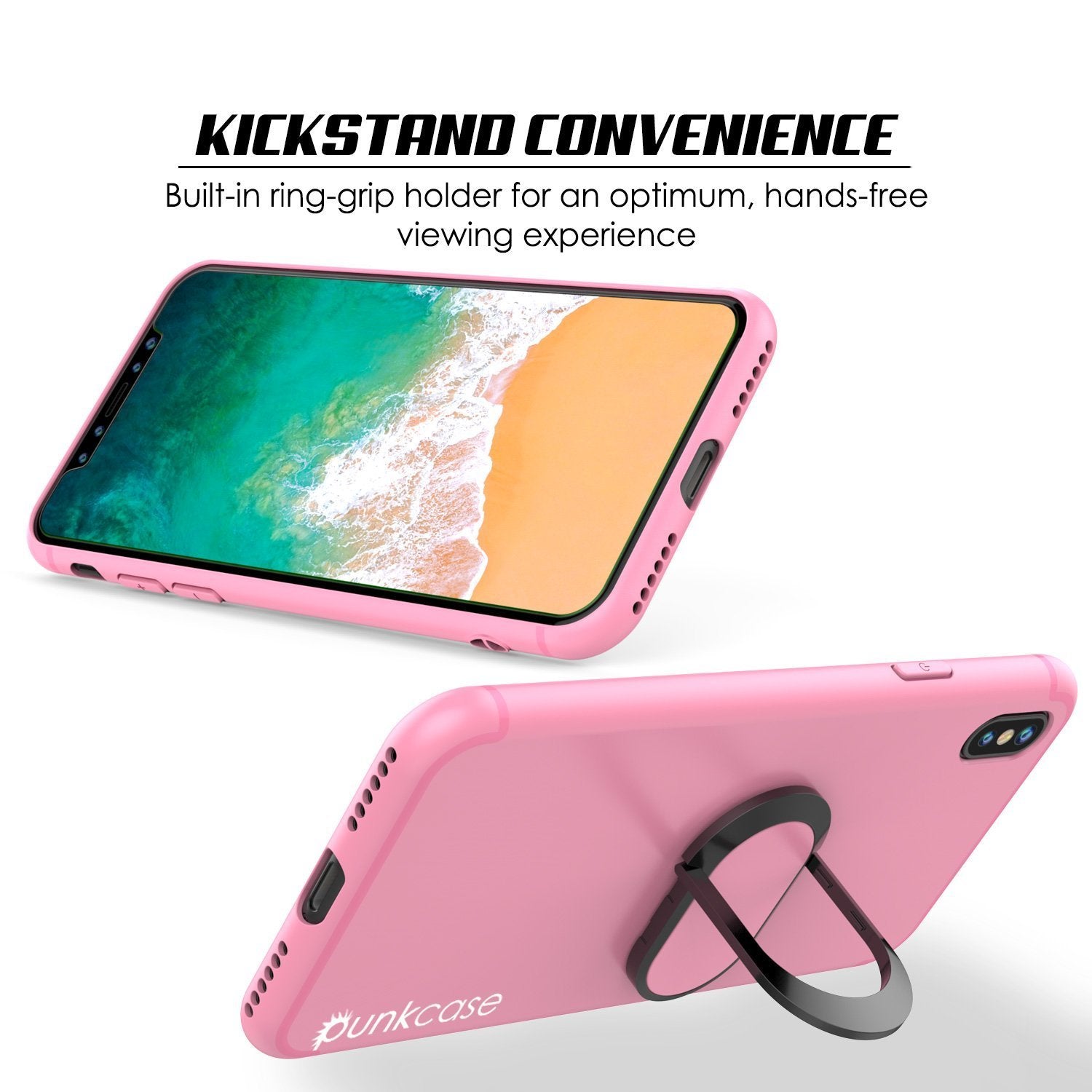 iPhone X Case, Punkcase Magnetix Protective TPU Cover W/ Kickstand, Tempered Glass Screen Protector [Pink] 
