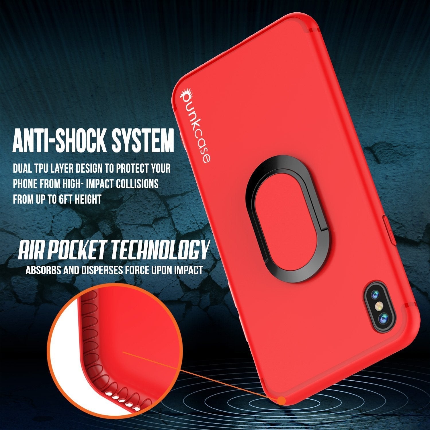 iPhone X Case, Punkcase Magnetix Protective TPU Cover W/ Kickstand, Tempered Glass Screen Protector [Red] 