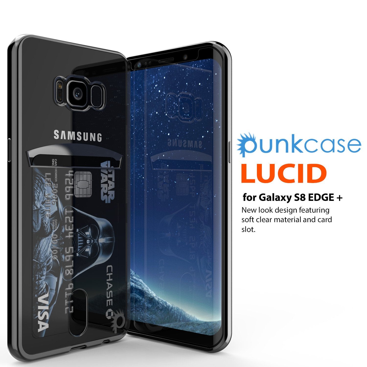 Galaxy S8 Plus Case, PUNKCASEÂ® LUCID Black Series | Card Slot | SHIELD Screen Protector | Ultra fit