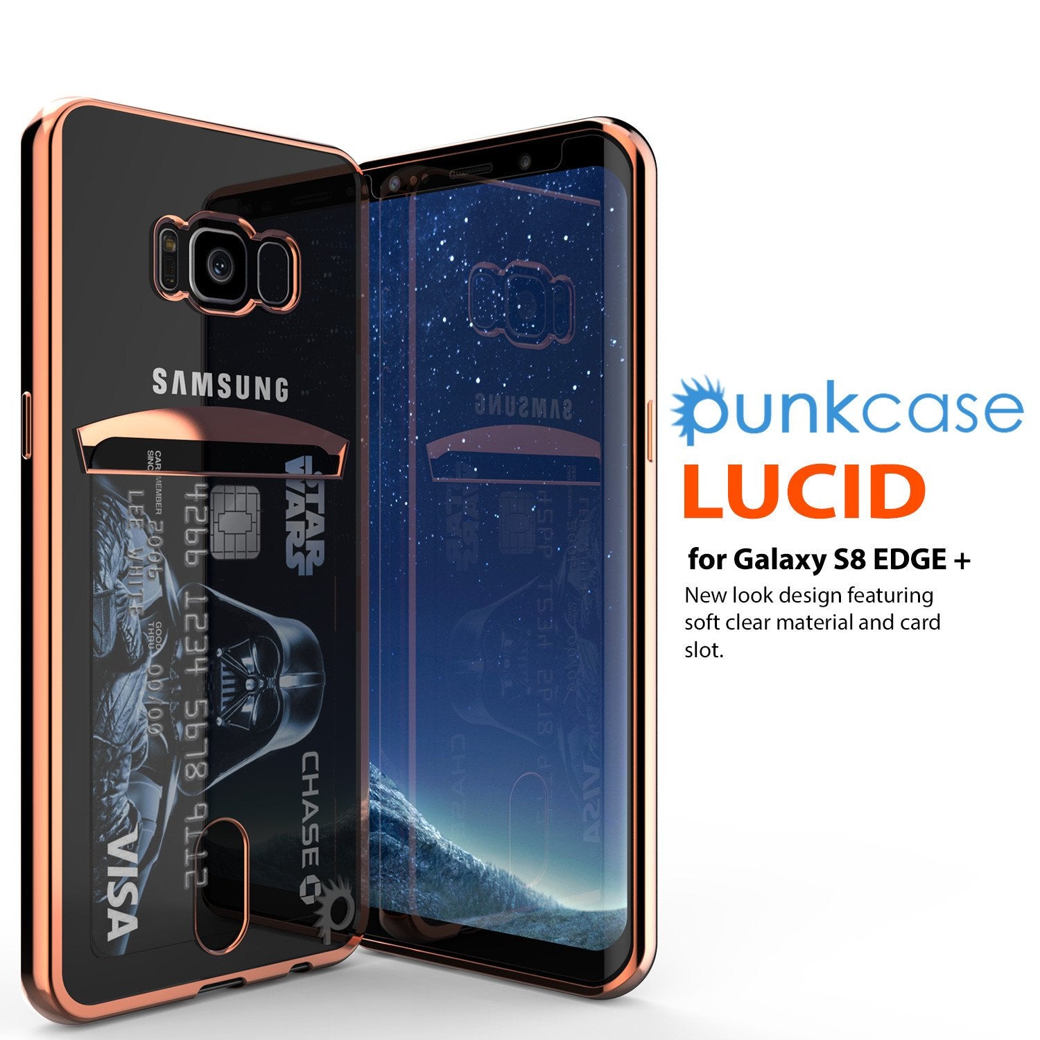 Galaxy S8 Plus Case, PUNKCASEÂ® LUCID Rose Gold Series | Card Slot | SHIELD Screen Protector