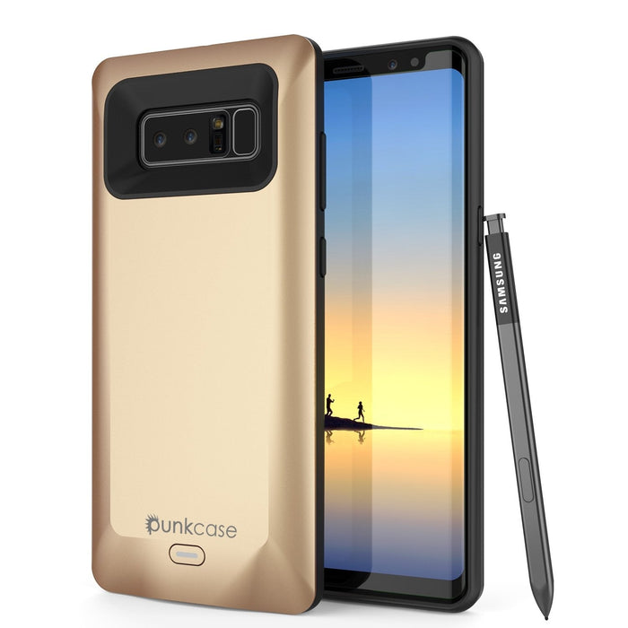 Galaxy Note 8 Battery Case, Punkcase 5000mAH Charger Case W/ Screen Protector | Integrated USB Port | IntelSwitch [Gold] (Color in image: Gold)
