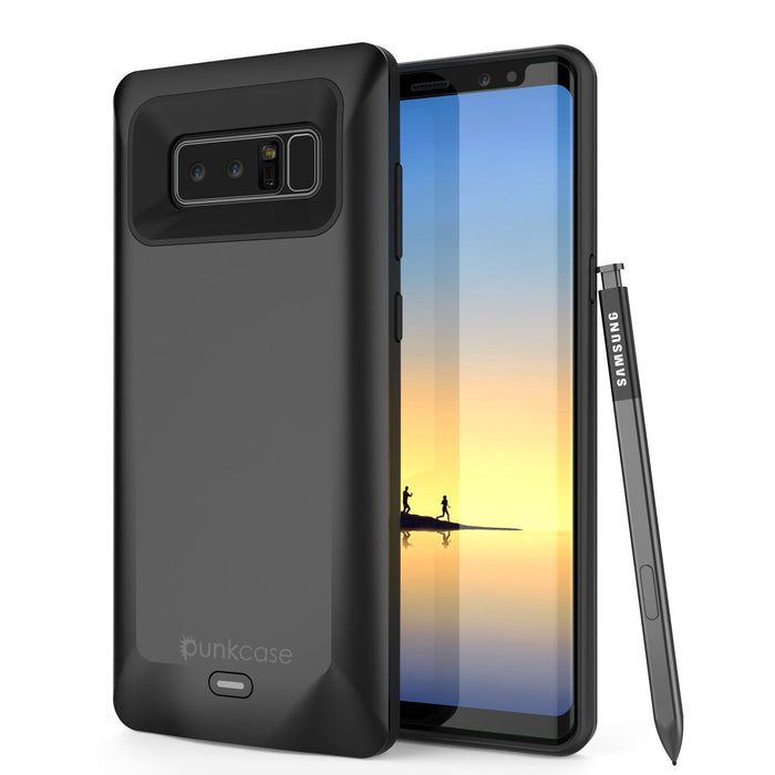 Galaxy Note 8 Battery Case, Punkcase 5000mAH Charger Case W/ Screen Protector | Integrated USB Port | IntelSwitch [Black] (Color in image: Black)