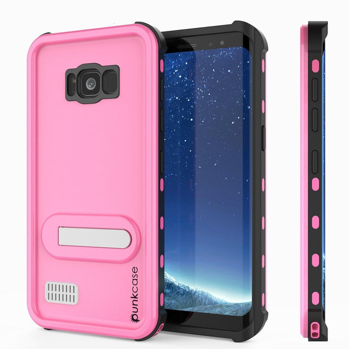 Galaxy S8 Plus Waterproof Case, Punkcase KickStud Pink Series [Slim Fit] [IP68 Certified] [Shockproof] [Snowproof] Armor Cover W/ Built-In Kickstand (Color in image: Pink)