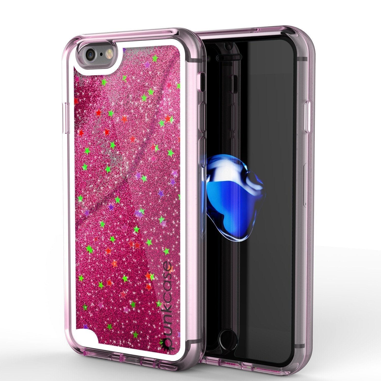 iPhone 8 Case, PunkCase LIQUID Pink Series, Protective Dual Layer Floating Glitter Cover