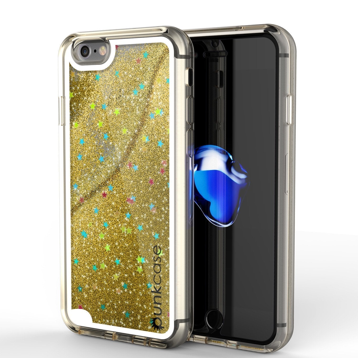 iPhone 8 Case, PunkCase LIQUID Gold Series, Protective Dual Layer Floating Glitter Cover