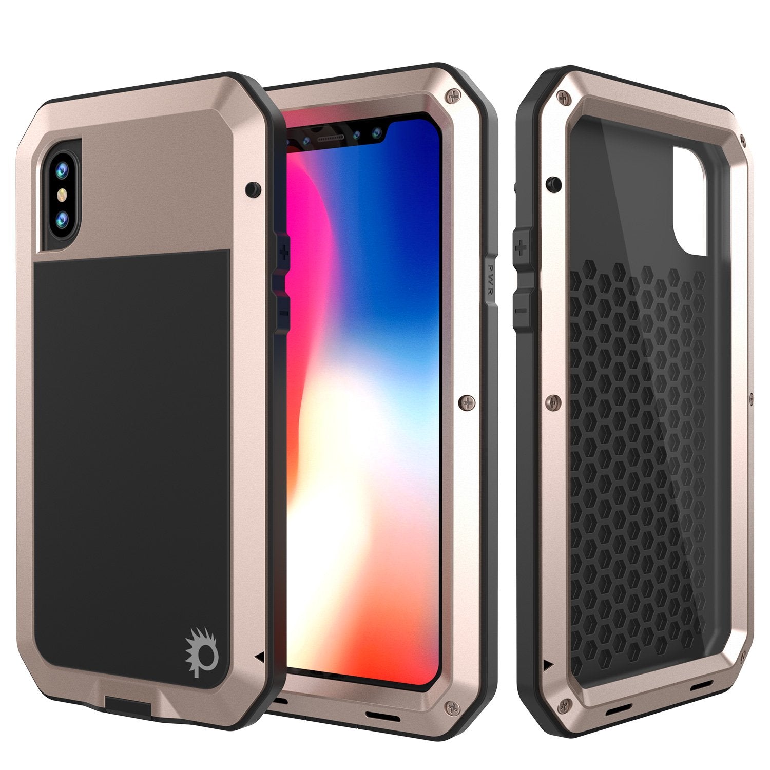 iPhone X Metal Case, Heavy Duty Military Grade Rugged Black Armor Cover [shock proof] Hybrid Full Body Hard Aluminum & TPU Design