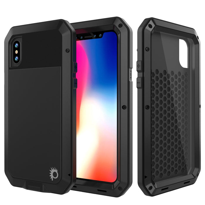 iPhone XS Max Metal Case, Heavy Duty Military Grade Armor Cover [shock proof] Full Body Hard [Black]