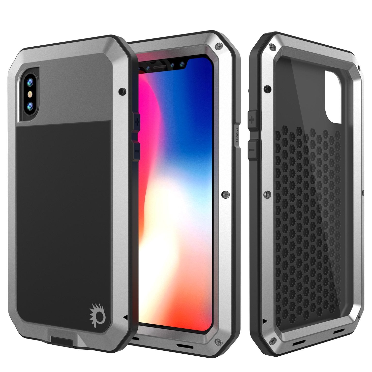 iPhone XS Max Metal Case, Heavy Duty Military Grade Armor Cover [shock proof] Full Body Hard [Silver]