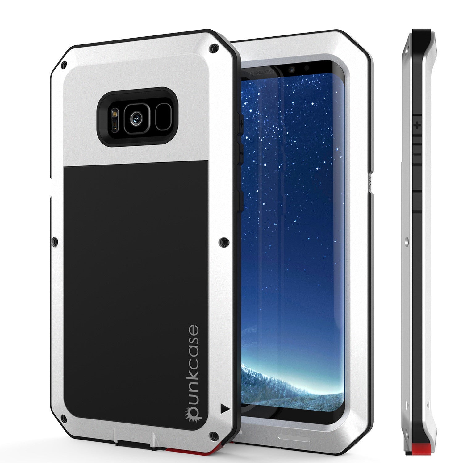 Galaxy S8+ Plus  Case, PUNKcase Metallic White Shockproof  Slim Metal Armor Case