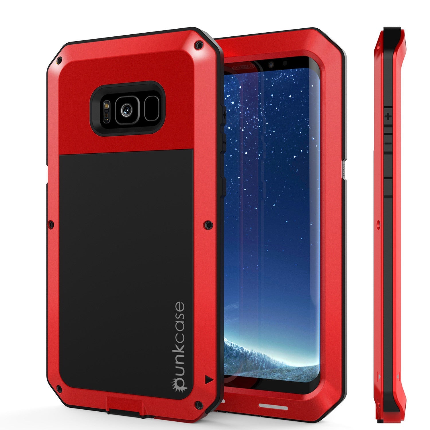 Galaxy S8+ Plus  Case, PUNKcase Metallic Red Shockproof  Slim Metal Armor Case