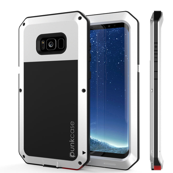 Galaxy S8+ Plus  Case, PUNKcase Metallic White Shockproof  Slim Metal Armor Case [White]