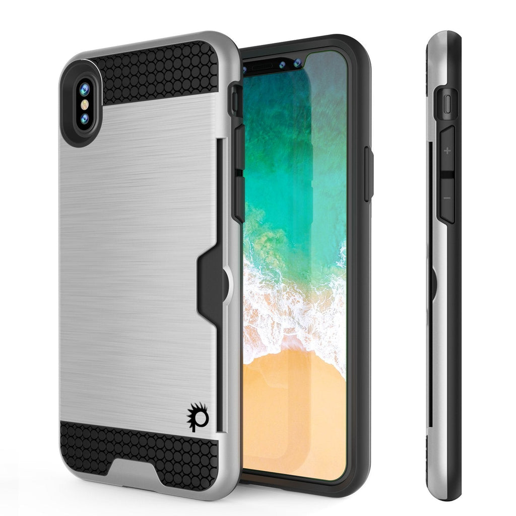 iPhone XS Max Case, PUNKcase [SLOT Series] Slim Fit Dual-Layer Armor Cover [White] (Color in image: White)