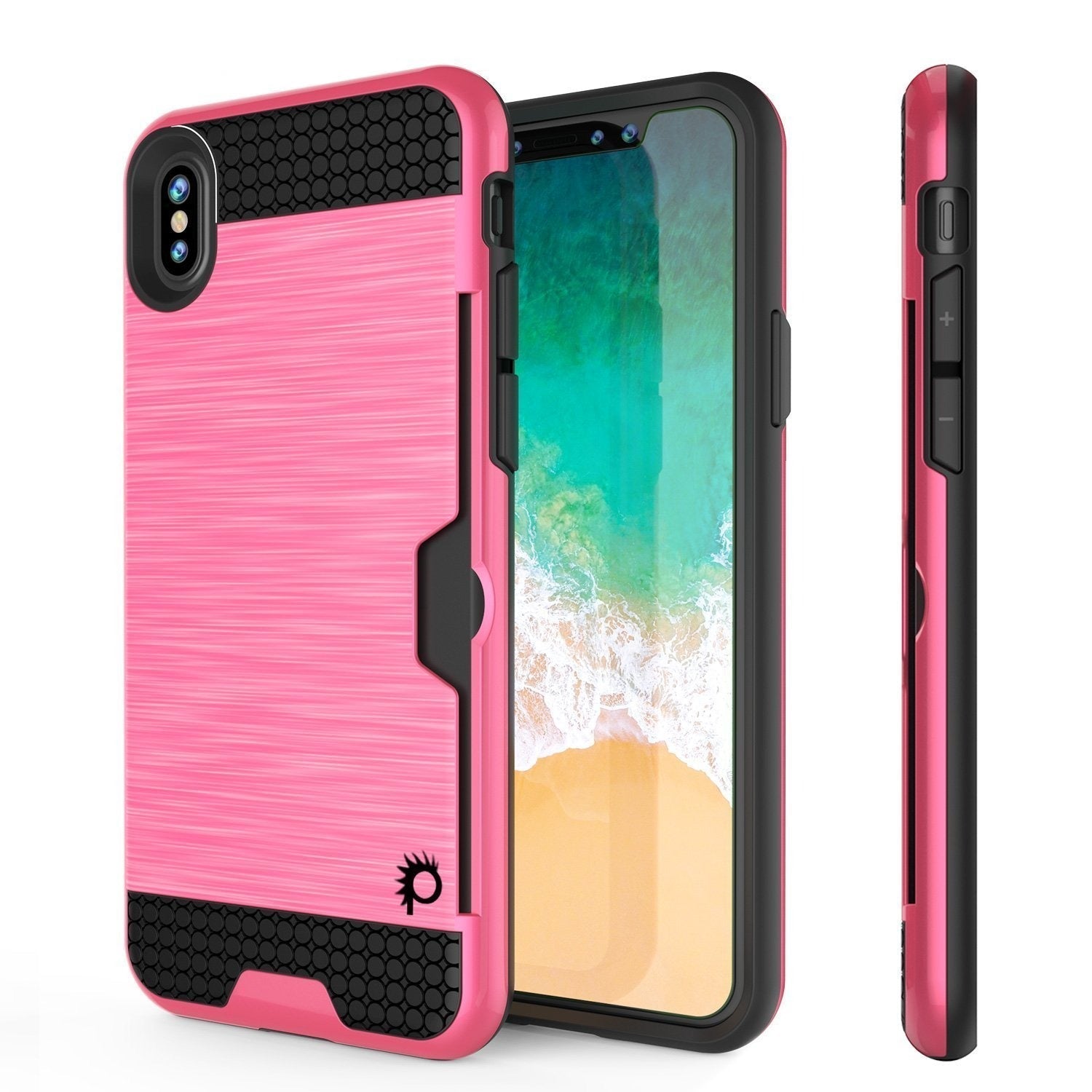 iPhone XR Case, PUNKcase [SLOT Series] Slim Fit Dual-Layer Armor Cover [Pink] (Color in image: Pink)