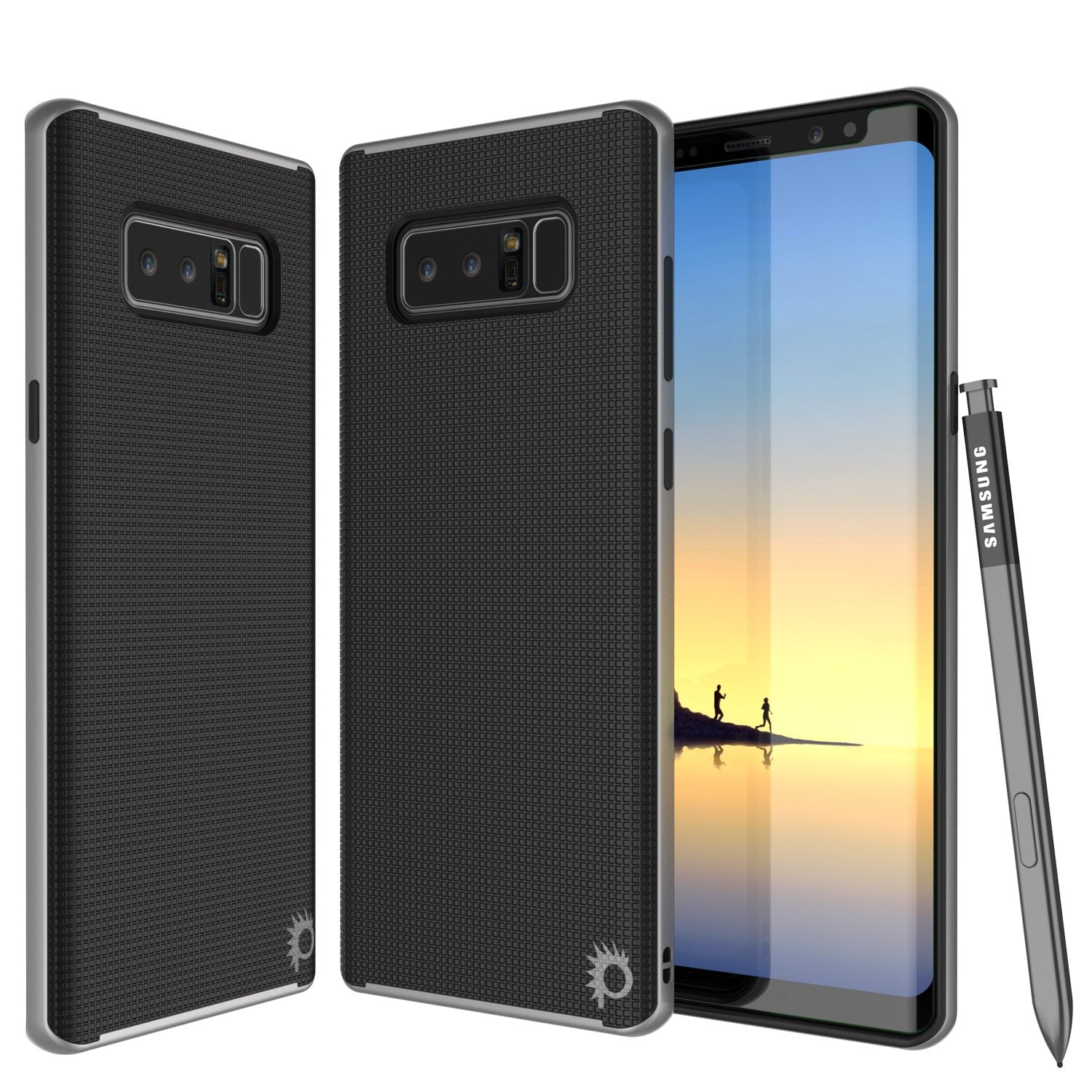 Galaxy Note 8 Case, PunkCase [Stealth Series] Hybrid 3-Piece Shockproof Dual Layer Cover [Non-Slip] [Soft TPU + PC Bumper] with PUNKSHIELD Screen Protector for Samsung Note 8 [Silver] (Color in image: Silver)