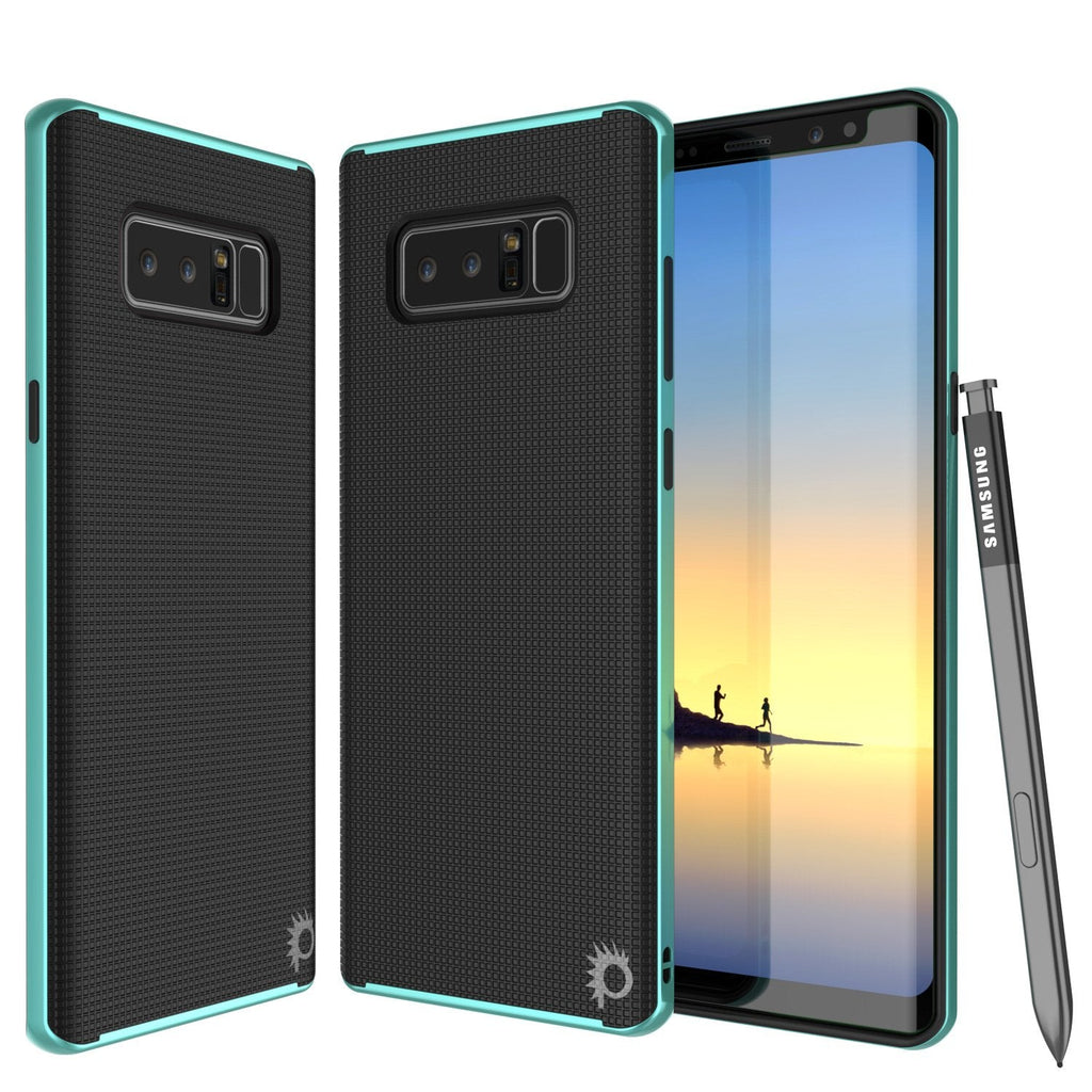 Galaxy Note 8 Case, PunkCase [Stealth Series] Hybrid 3-Piece Shockproof Dual Layer Cover [Non-Slip] [Soft TPU + PC Bumper] with PUNKSHIELD Screen Protector for Samsung Note 8 [Teal] (Color in image: Teal)