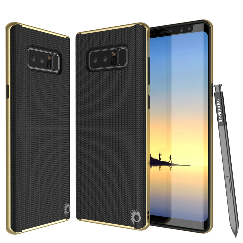 Galaxy Note 8 Case, PunkCase [Stealth Series] Hybrid 3-Piece Shockproof Dual Layer Cover [Non-Slip] [Soft TPU + PC Bumper] with PUNKSHIELD Screen Protector for Samsung Note 8 [Gold] (Color in image: Gold)
