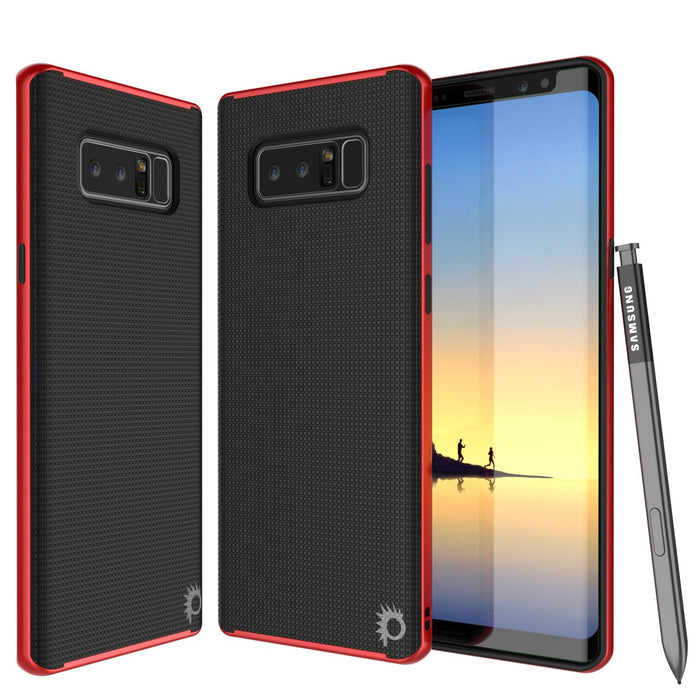 Galaxy Note 8 Case, PunkCase [Stealth Series] Hybrid 3-Piece Shockproof Dual Layer Cover [Non-Slip] [Soft TPU + PC Bumper] with PUNKSHIELD Screen Protector for Samsung Note 8 [Red] (Color in image: Red)