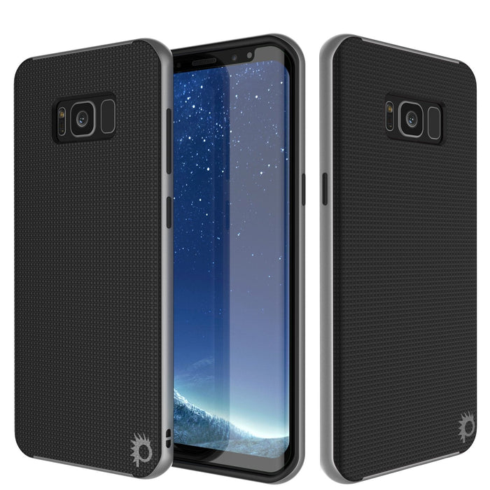 Galaxy S8 Case, PunkCase [Stealth Series] Hybrid 3-Piece Shockproof Dual Layer Cover [Non-Slip] [Soft TPU + PC Bumper] with PUNKSHIELD Screen Protector for Samsung S8 Edge [Silver] (Color in image: Silver)