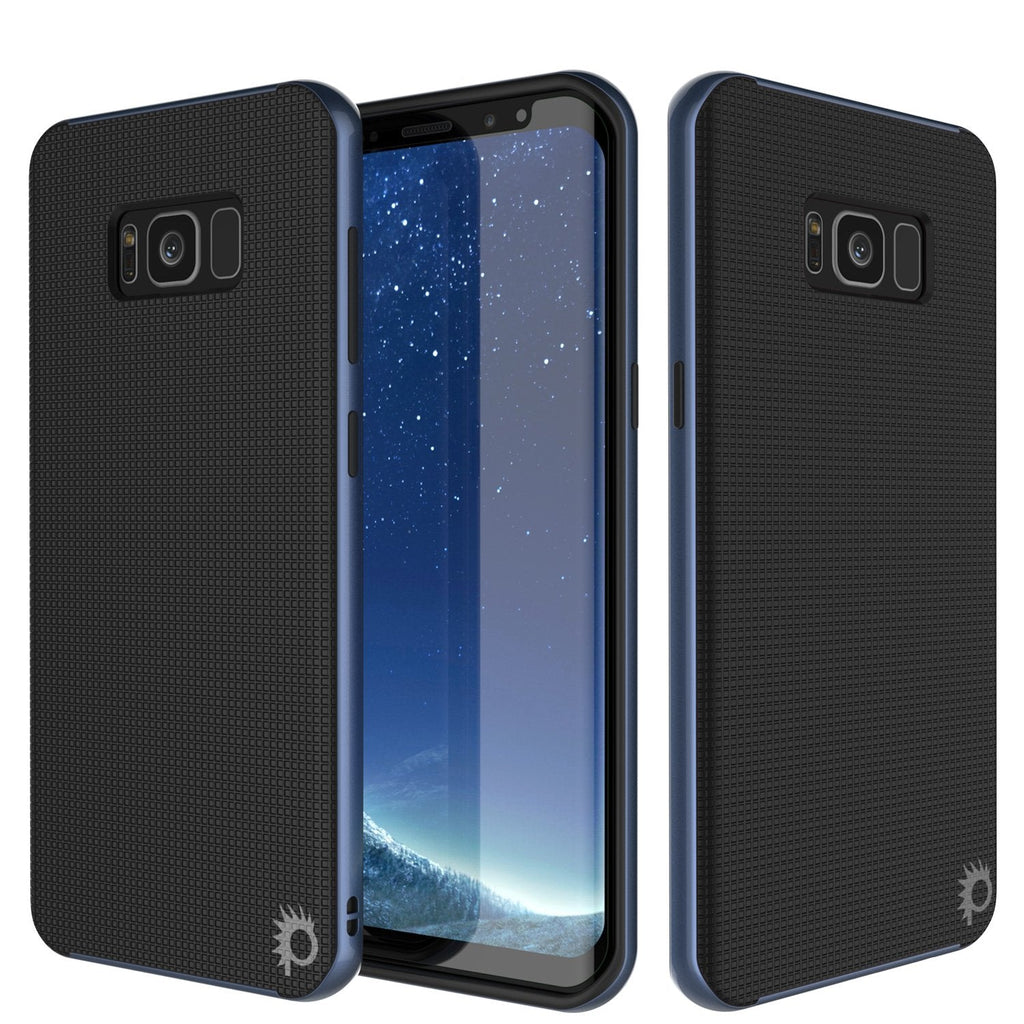 Galaxy S8 Case, PunkCase [Stealth Series] Hybrid 3-Piece Shockproof Dual Layer Cover [Non-Slip] [Soft TPU + PC Bumper] with PUNKSHIELD Screen Protector for Samsung S8 Edge [Navy Blue] (Color in image: Navy Blue)