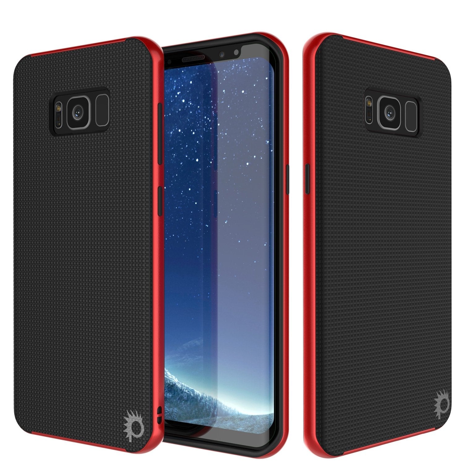 Galaxy S8 Case, PunkCase [Stealth Series] Hybrid 3-Piece Shockproof Dual Layer Cover [Non-Slip] [Soft TPU + PC Bumper] with PUNKSHIELD Screen Protector for Samsung S8 Edge [Red]