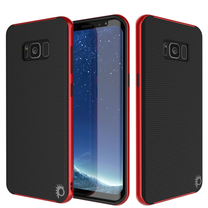 Galaxy S8 Case, PunkCase [Stealth Series] Hybrid 3-Piece Shockproof Dual Layer Cover [Non-Slip] [Soft TPU + PC Bumper] with PUNKSHIELD Screen Protector for Samsung S8 Edge [Red] (Color in image: Red)