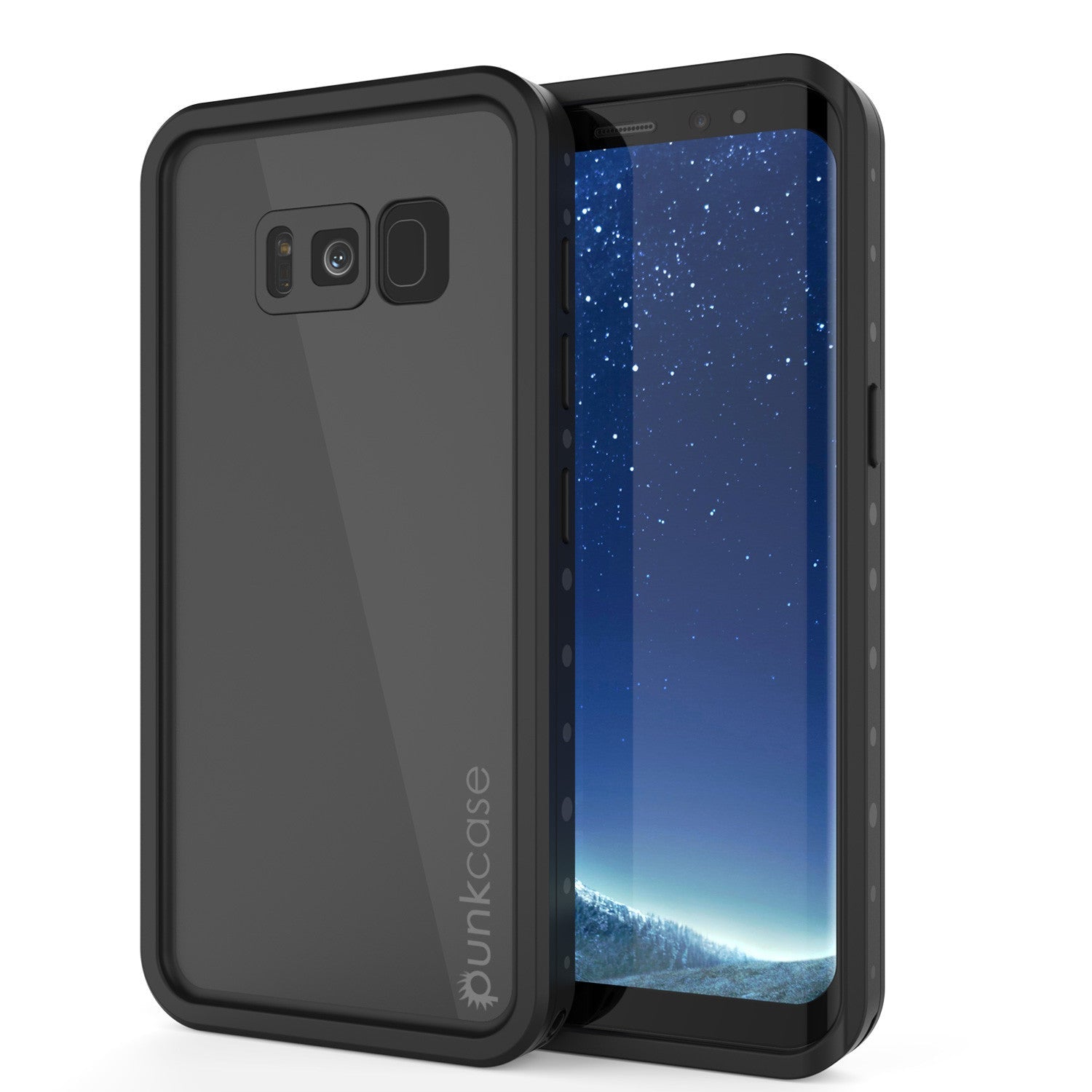 Galaxy S8 Plus Waterproof Case PunkCase StudStar Black Thin 6.6ft Underwater IP68 Shock/Snow Proof