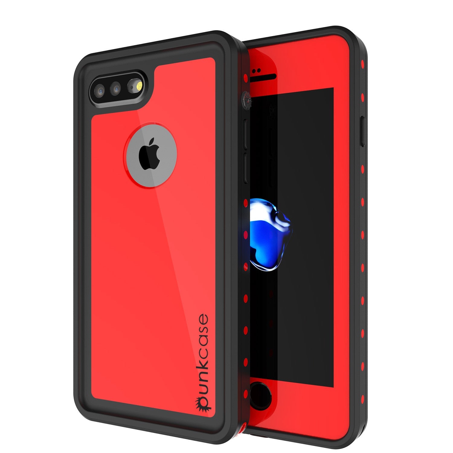 iPhone 7+ Plus Waterproof IP68 Case, Punkcase [Red] [StudStar Series] [Slim Fit] [Dirtproof]