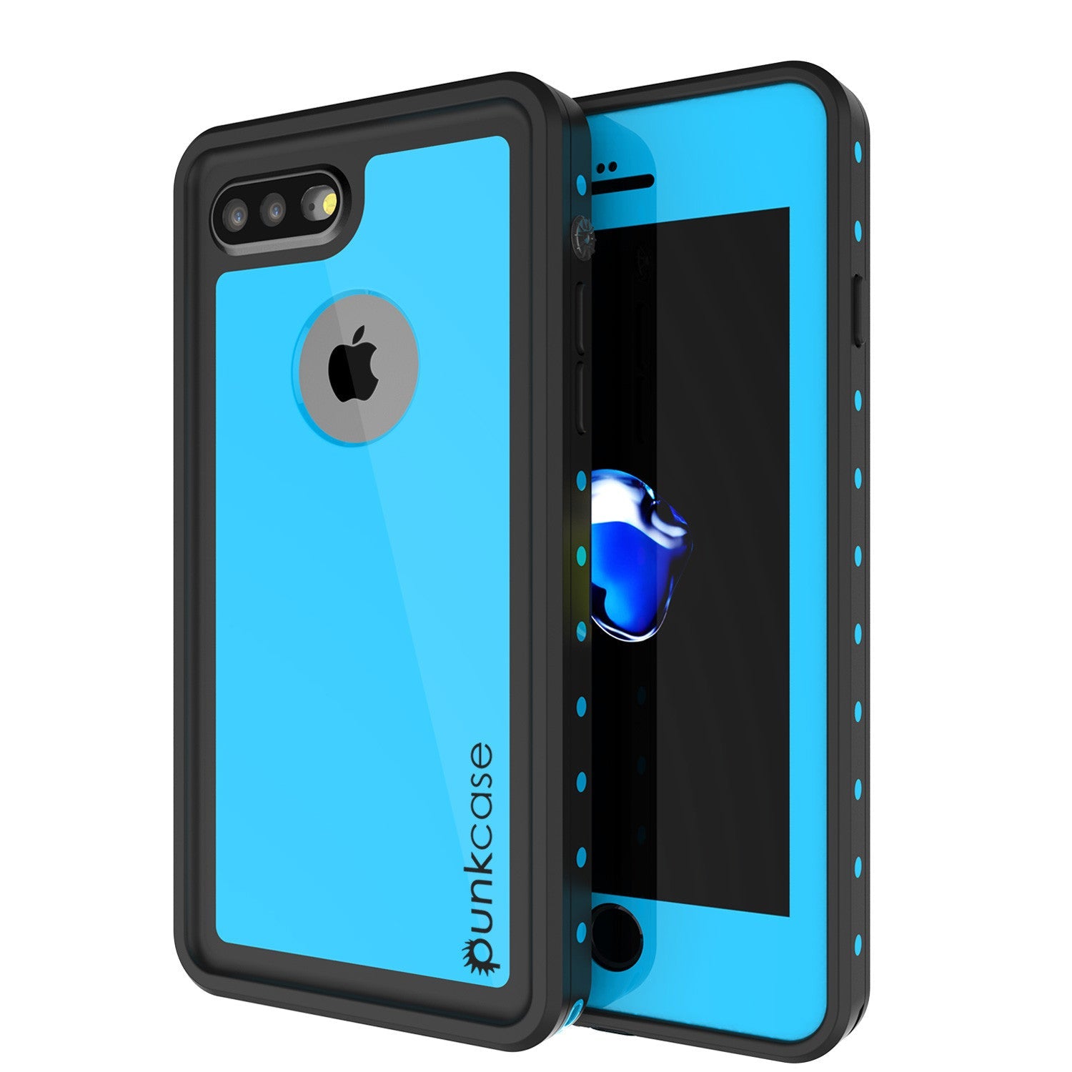 iPhone 7+ Plus Waterproof IP68 Case, Punkcase [Light Blue] [StudStar Series] [Slim Fit] [Dirtproof]