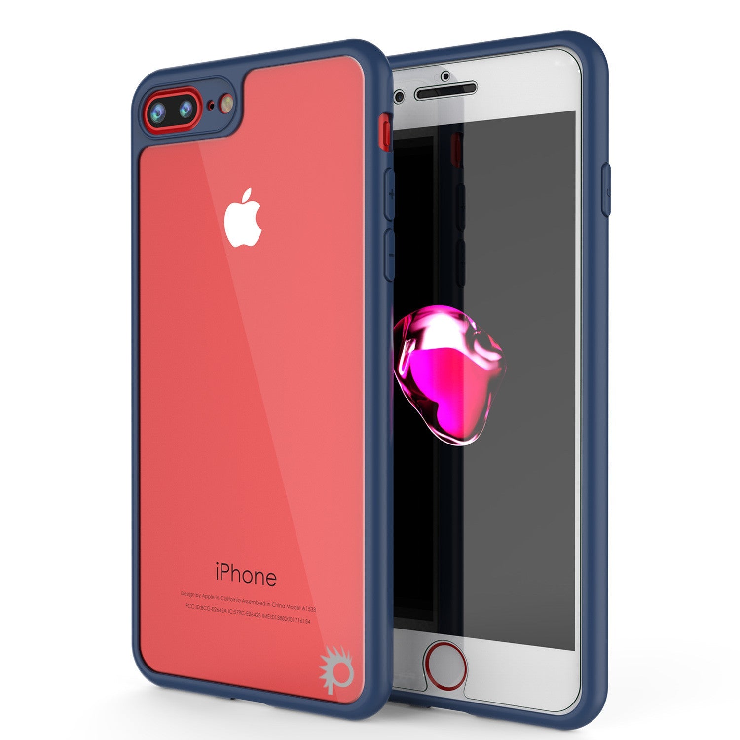 iPhone 7 PLUS Case [MASK Series] [NAVY] Full Body Hybrid Dual Layer TPU Cover W/ protective Tempered Glass Screen Protector