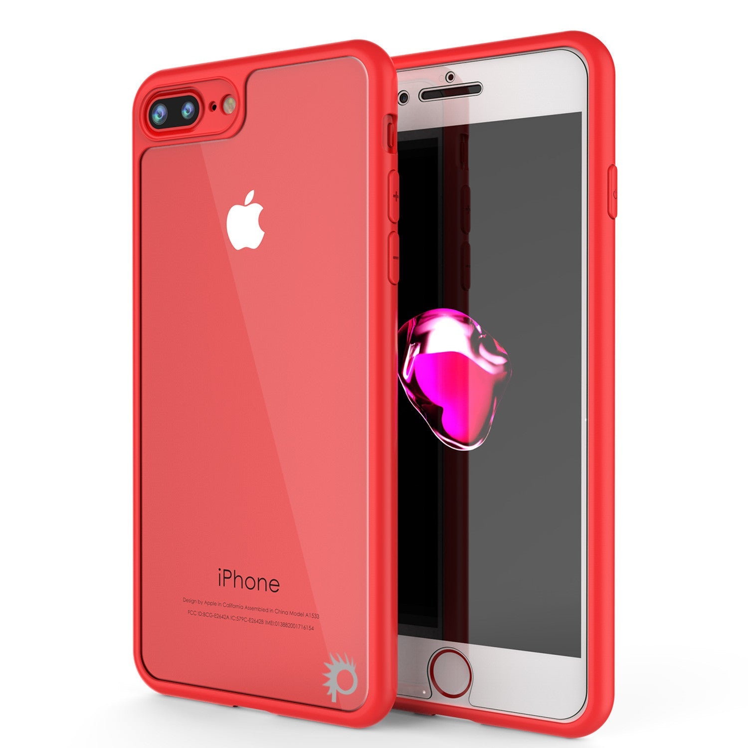 iPhone 7 PLUS Case [MASK Series] [RED] Full Body Hybrid Dual Layer TPU Cover W/ protective Tempered Glass Screen Protector