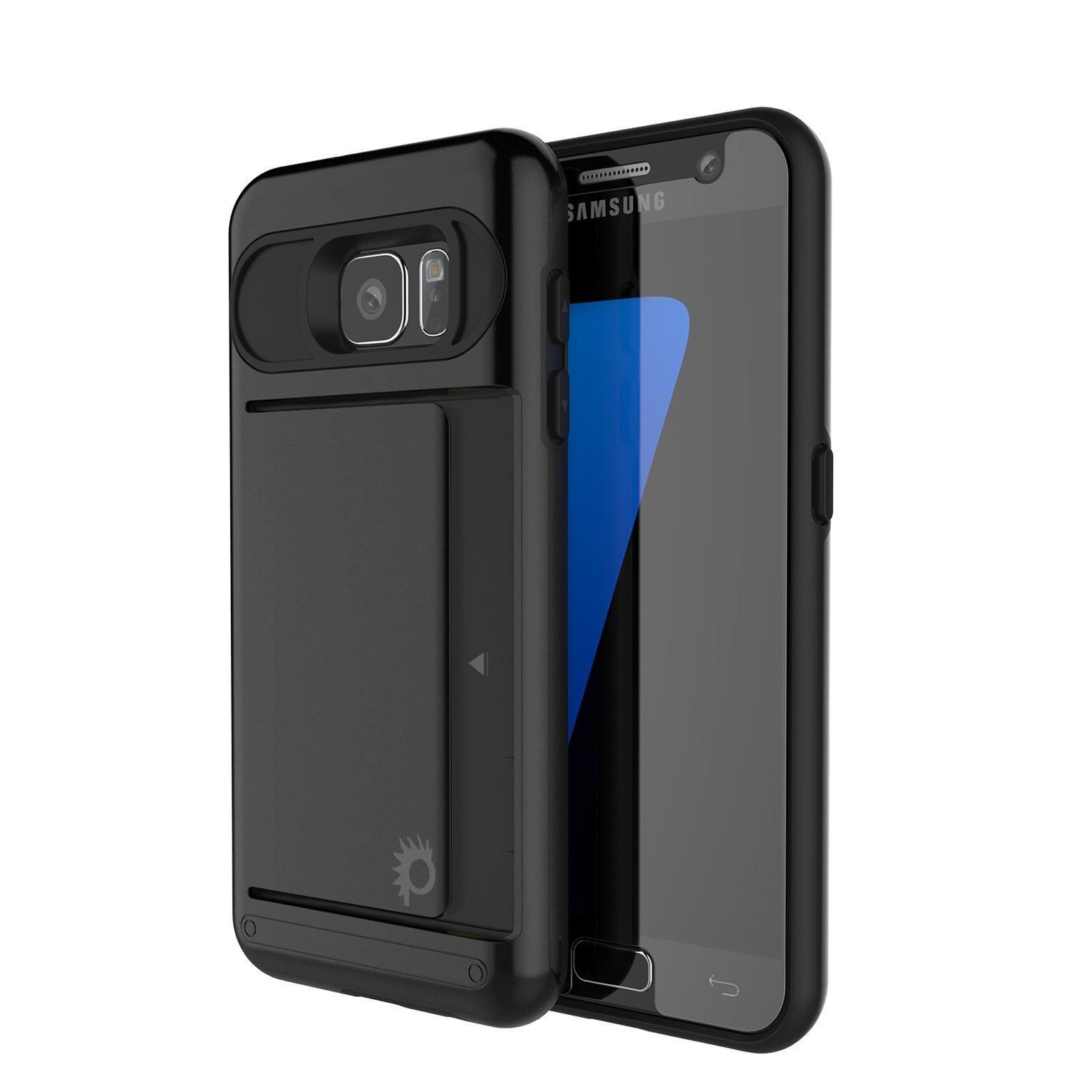 Galaxy S7 EDGE Case PunkCase CLUTCH Black Series Slim Armor Soft Cover Case w/ Screen Protector