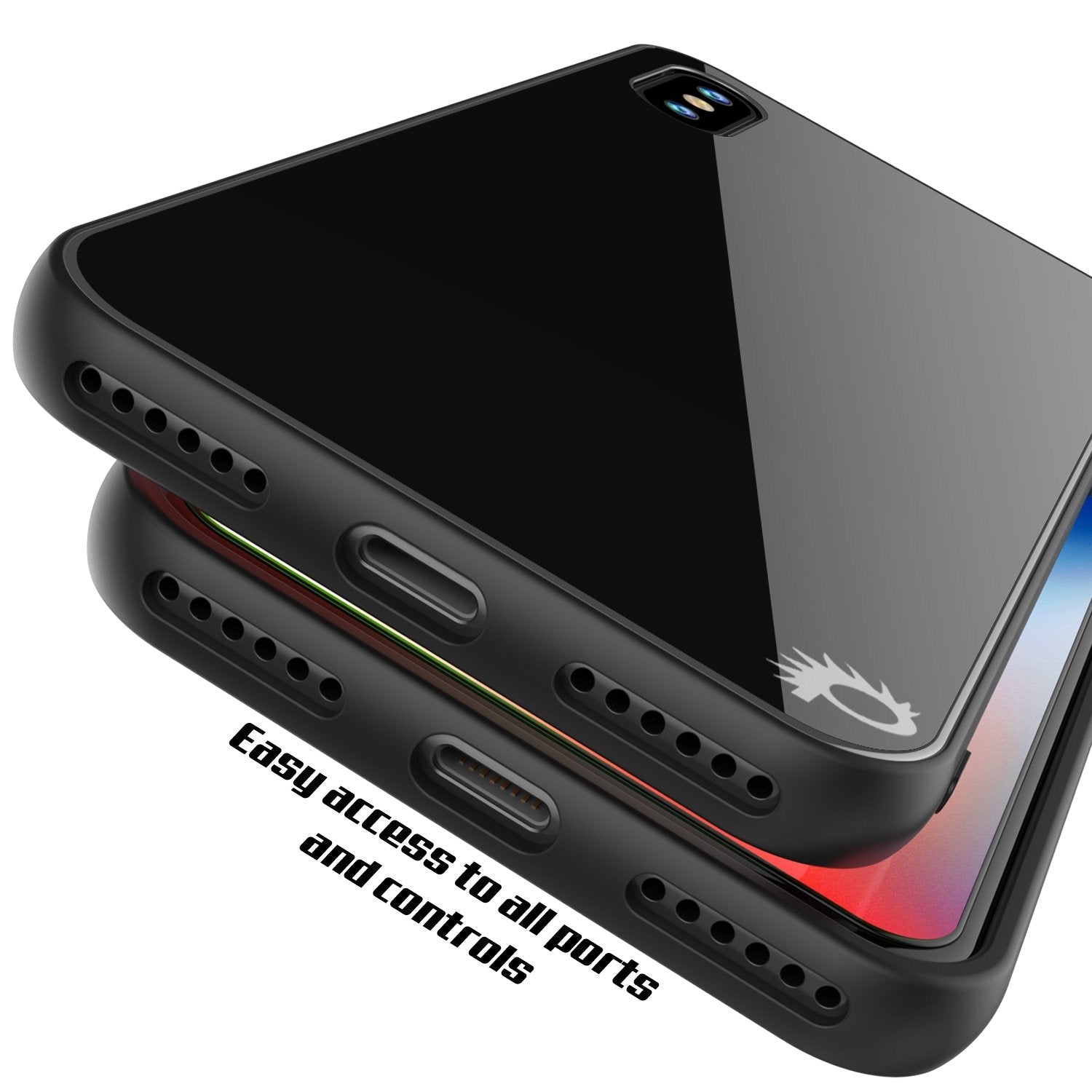 iPhone X Case, Punkcase GlassShield Ultra Thin Protective 9H Full Body Tempered Glass Cover W/ Drop Protection & Non Slip Grip for Apple iPhone 10 [Black] 
