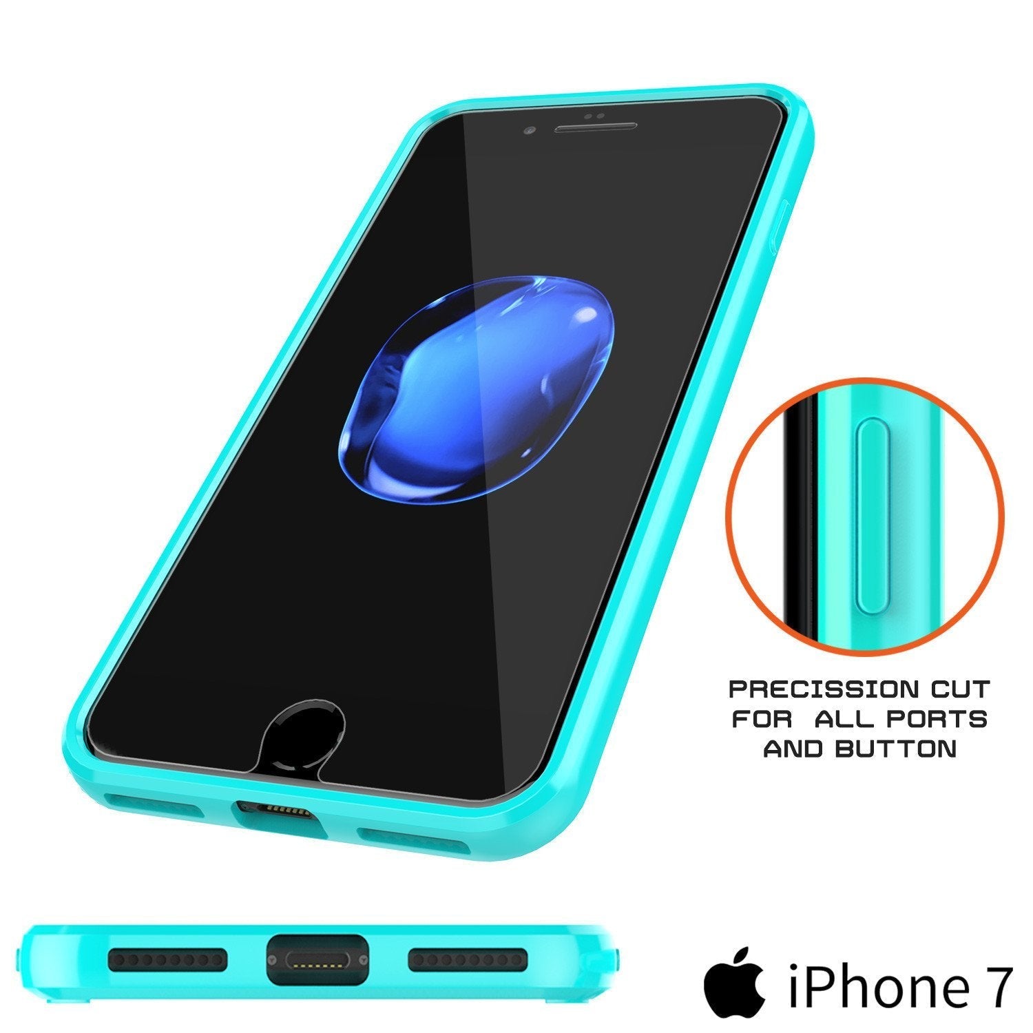 iPhone 8+ Plus Case Punkcase® LUCID 2.0 Teal Series w/ PUNK SHIELD Screen Protector | Ultra Fit (Color in image: black)