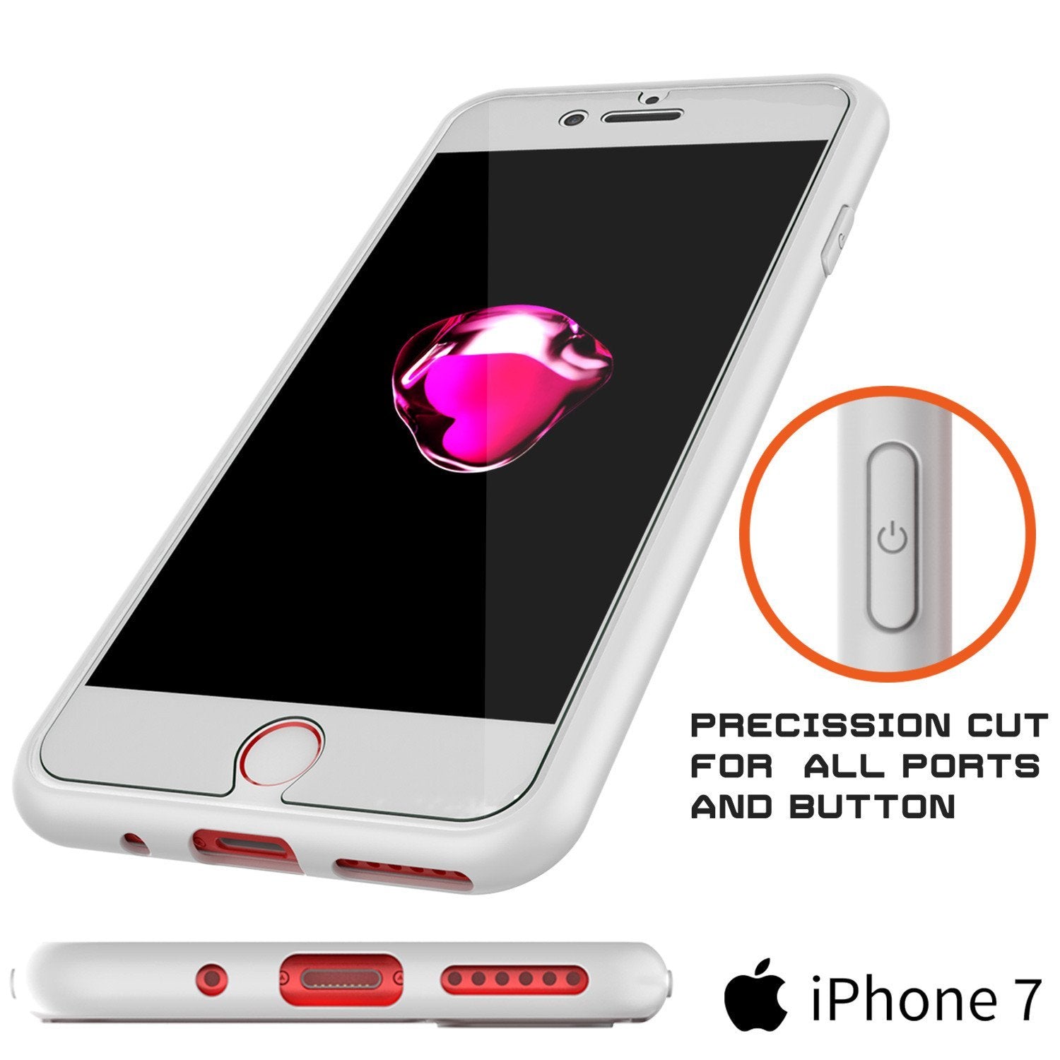 iPhone 8 Case [MASK Series] [WHITE] Full Body Hybrid Dual Layer TPU Cover W/ protective Tempered Glass Screen Protector (Color in image: red)