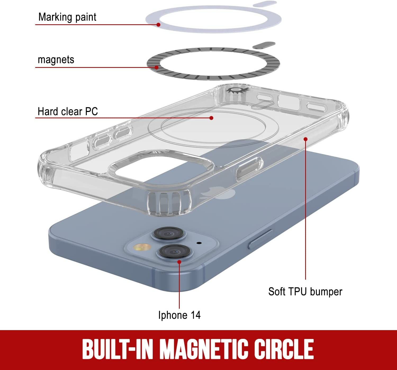 Punkcase iPhone 15 Magnetic Wireless Charging Case [ClearMag Series]
