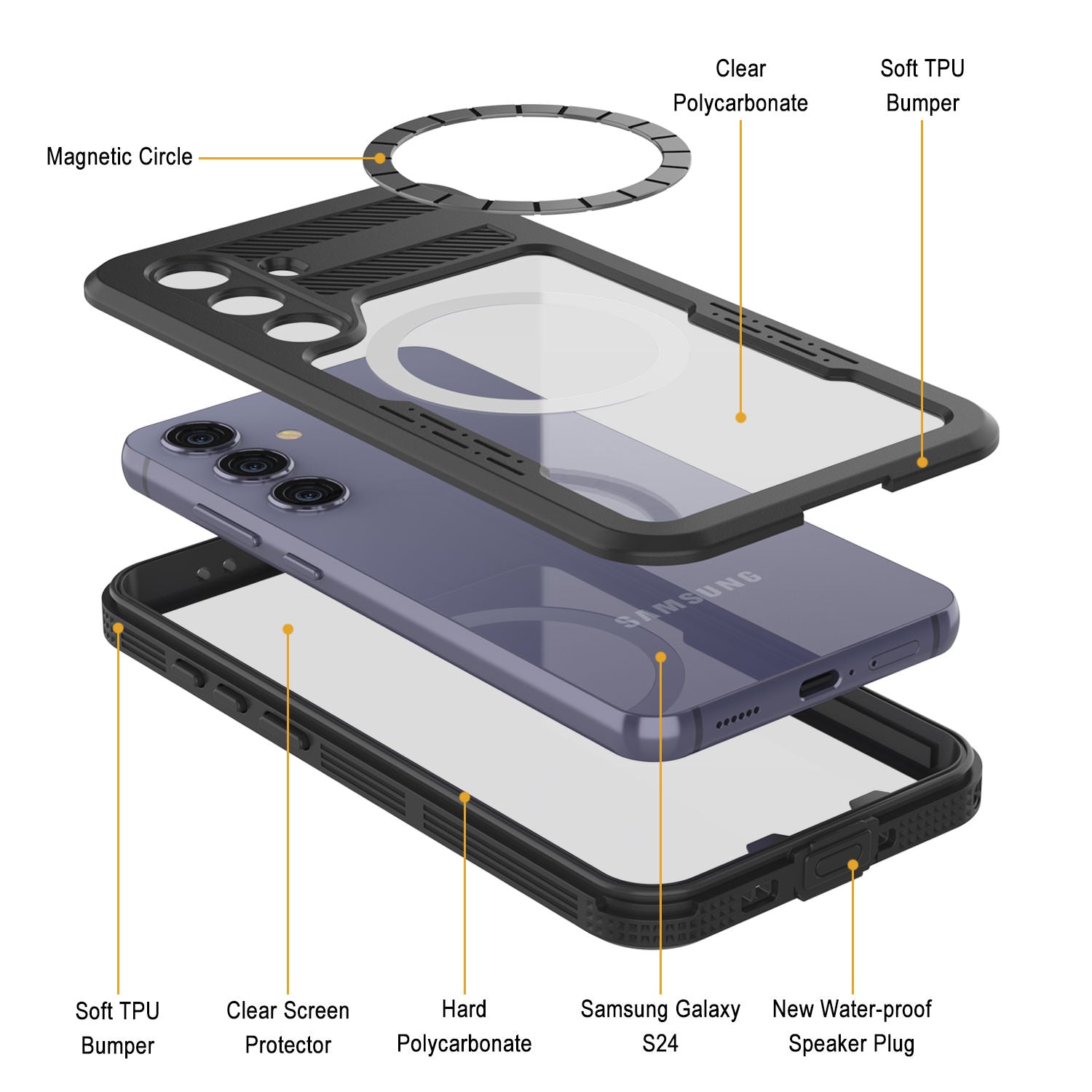 Galaxy S24 Ultra Waterproof Case [Alpine 2.0 Series] [Slim Fit] [IP68 Certified] [Shockproof] [Black]