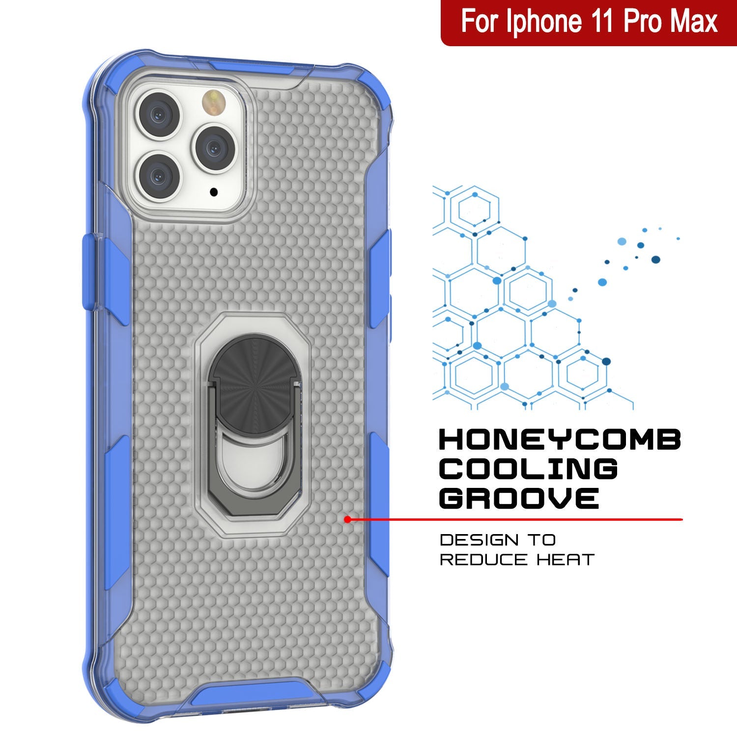 PunkCase for iPhone 11 Pro Max Case [Magnetix 2.0 Series] Clear Protective TPU Cover W/Kickstand [Blue]