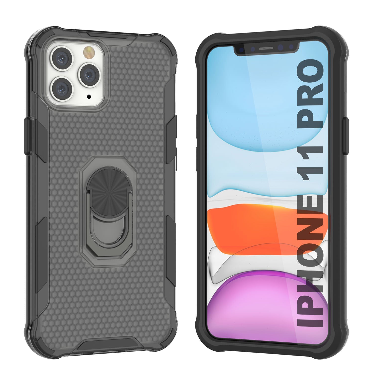 PunkCase for iPhone 11 Pro Case [Magnetix 2.0 Series] Clear Protective TPU Cover W/Kickstand [Black]