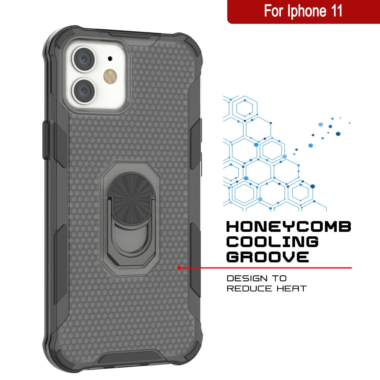 PunkCase for iPhone 11 Case [Magnetix 2.0 Series] Clear Protective TPU Cover W/Kickstand [Black]