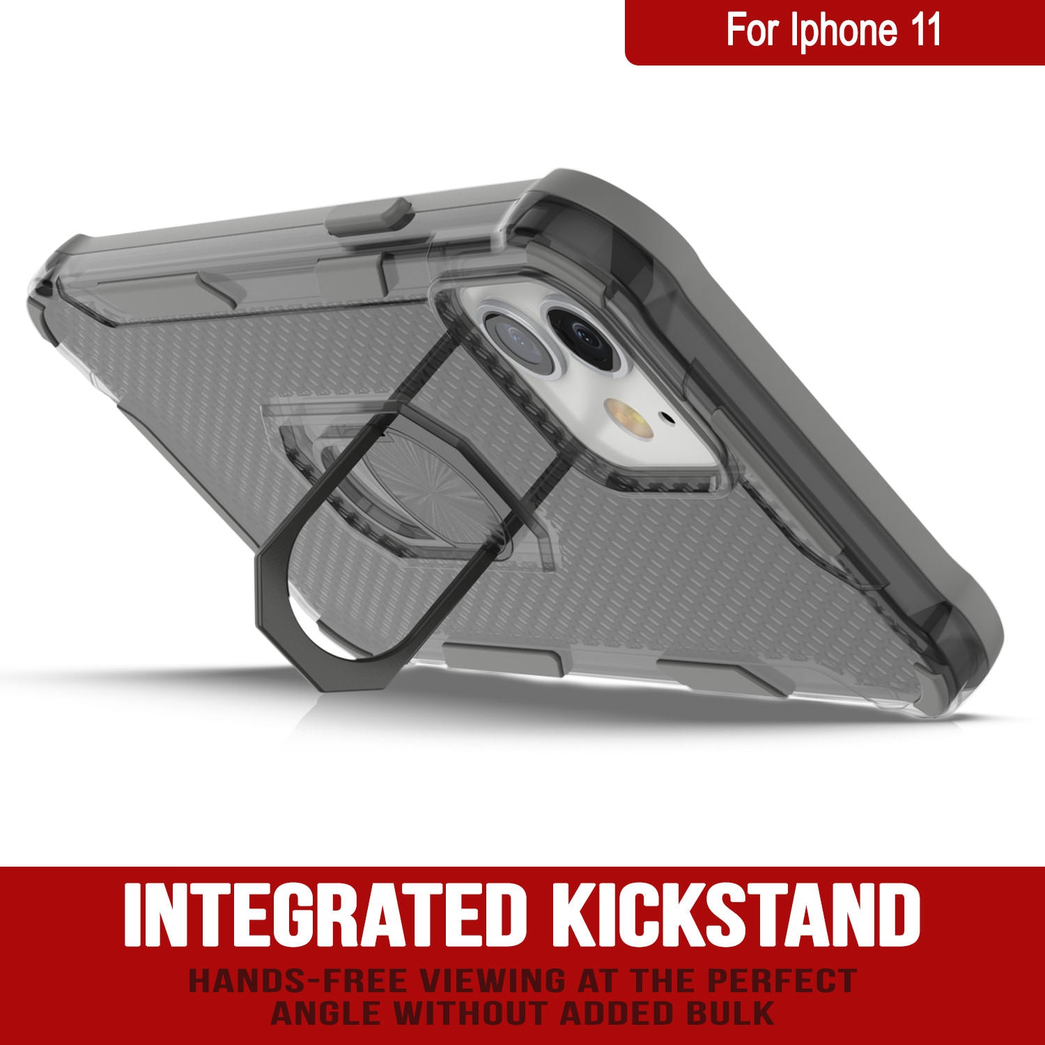 PunkCase for iPhone 11 Case [Magnetix 2.0 Series] Clear Protective TPU Cover W/Kickstand [Grey]