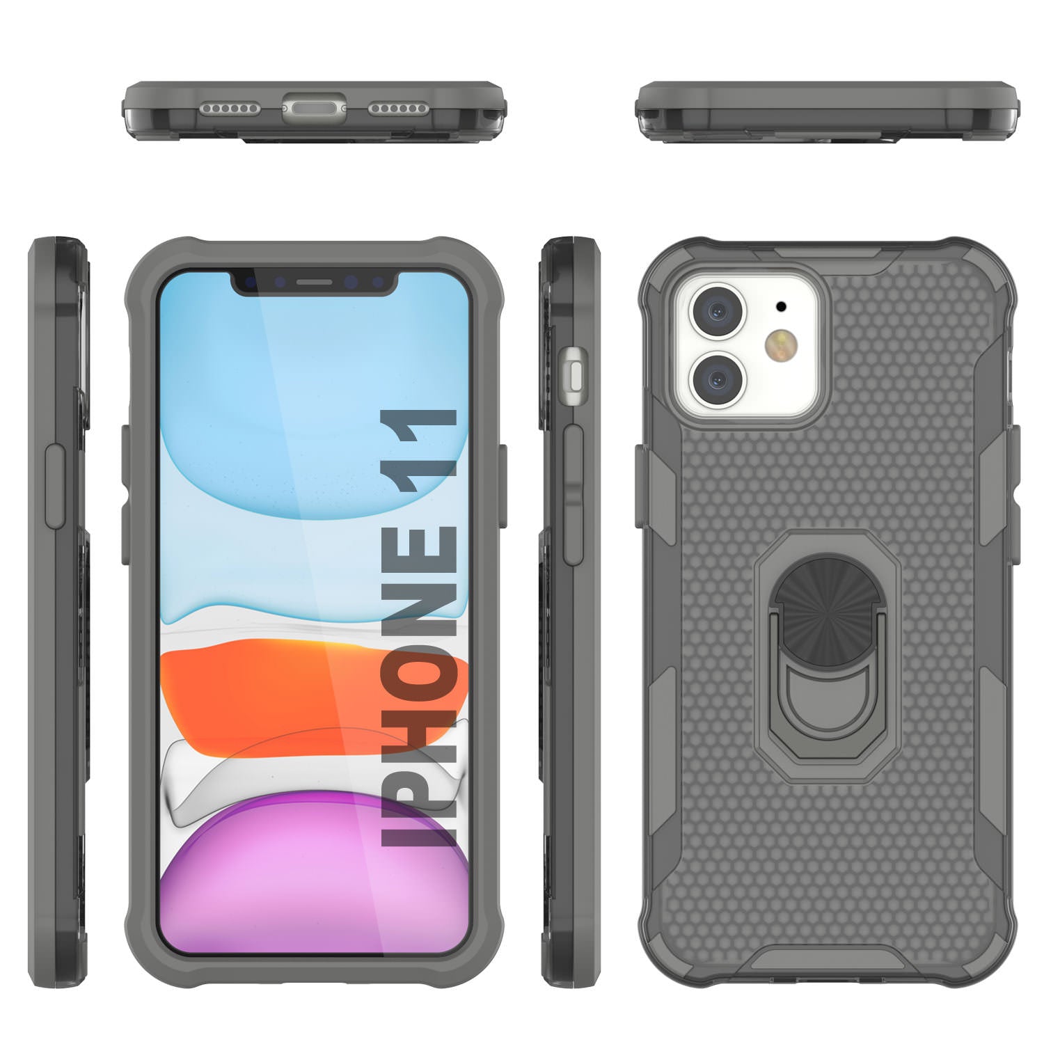 PunkCase for iPhone 11 Case [Magnetix 2.0 Series] Clear Protective TPU Cover W/Kickstand [Grey]