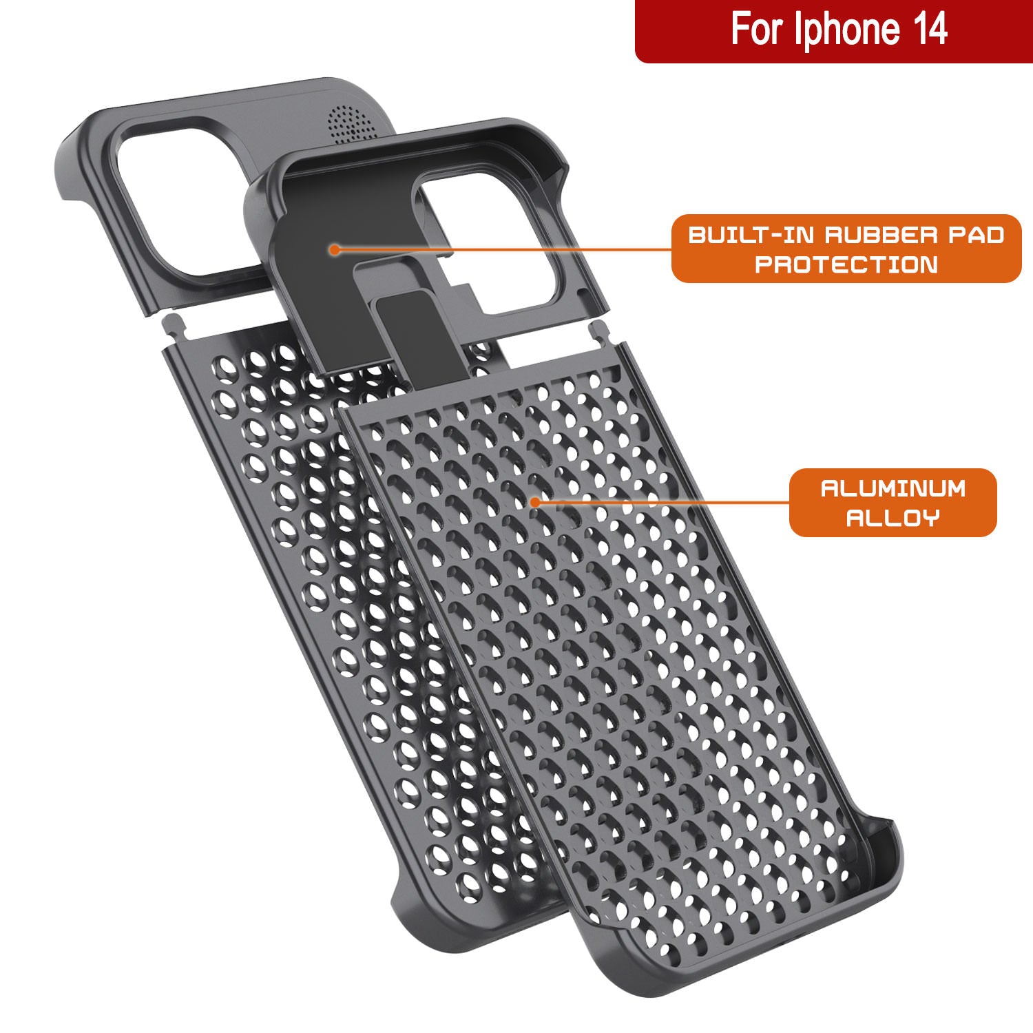 PunkCase for iPhone 14 Aluminum Alloy Case [Fortifier Extreme Series] Ultra Durable Cover [Grey]