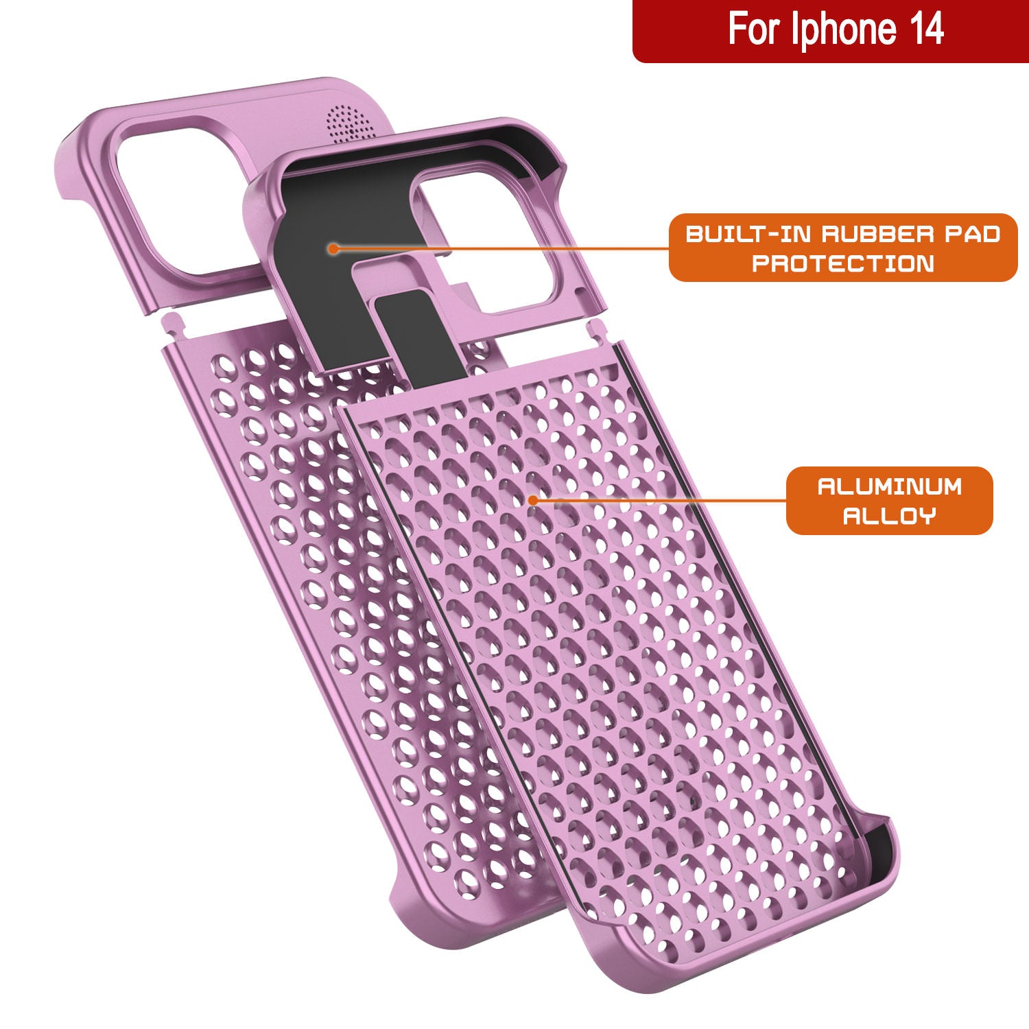 PunkCase for iPhone 14 Aluminum Alloy Case [Fortifier Extreme Series] Ultra Durable Cover [Pink]