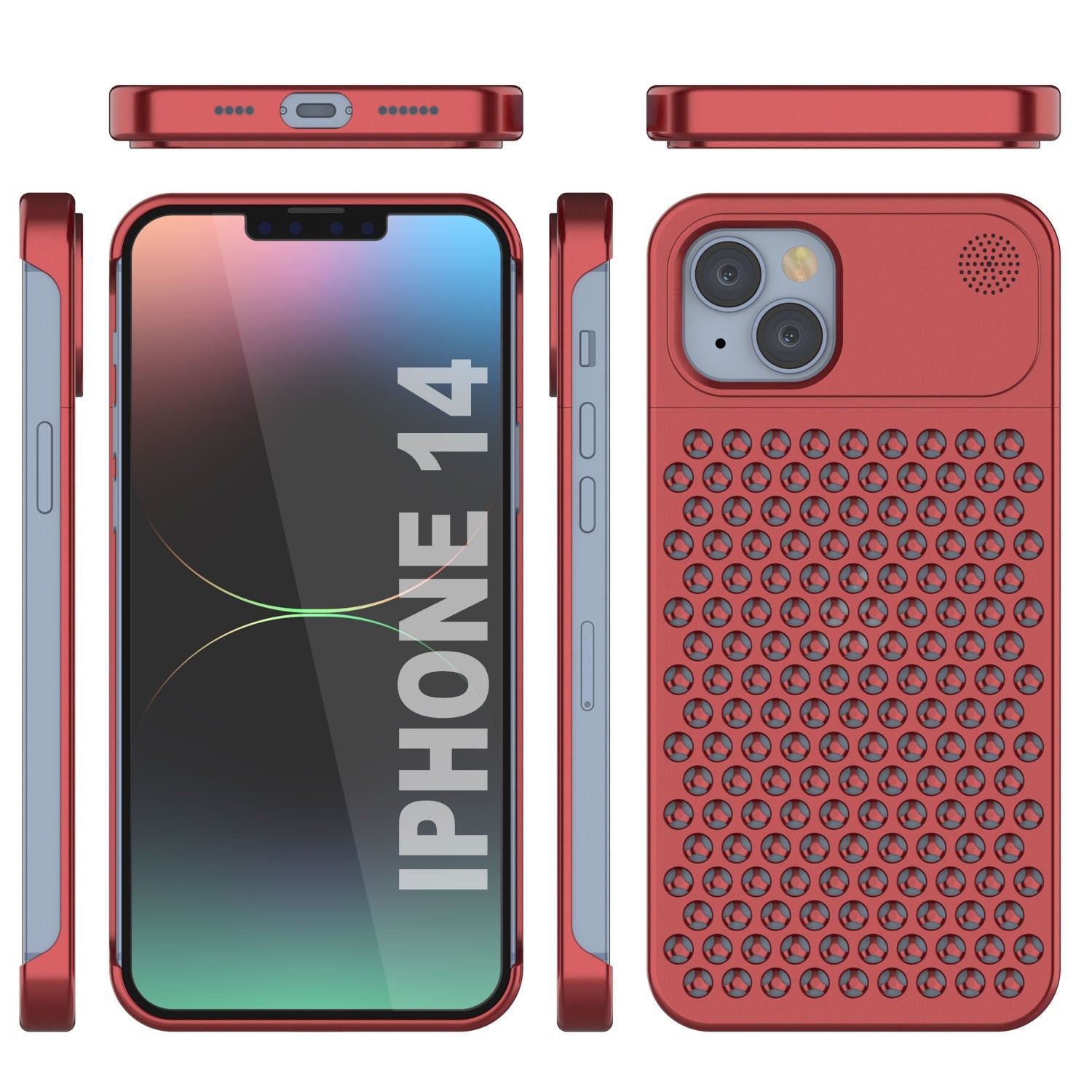 PunkCase for iPhone 14 Aluminum Alloy Case [Fortifier Extreme Series] Ultra Durable Cover [Red]