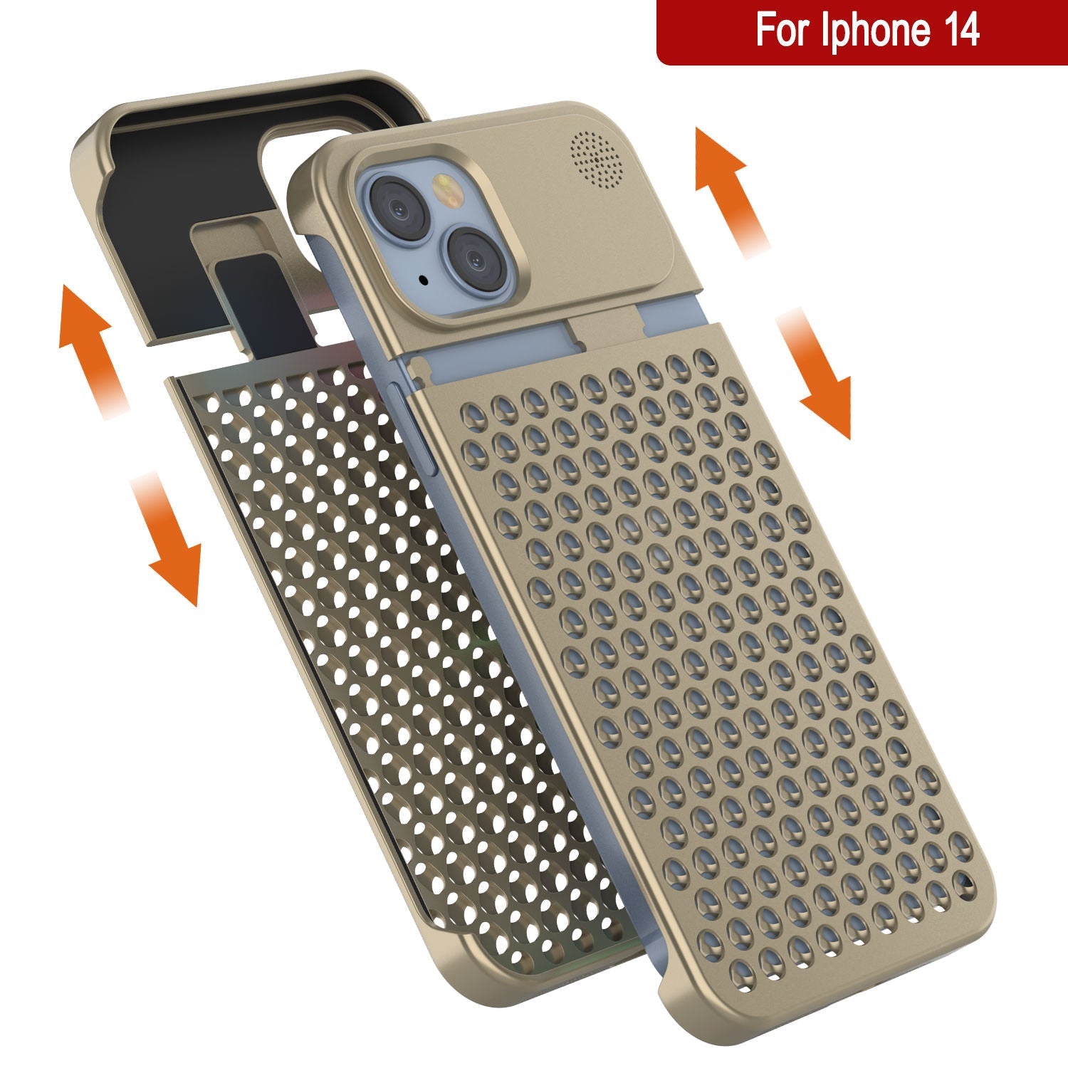 PunkCase for iPhone 14 Aluminum Alloy Case [Fortifier Extreme Series] Ultra Durable Cover [Gold]