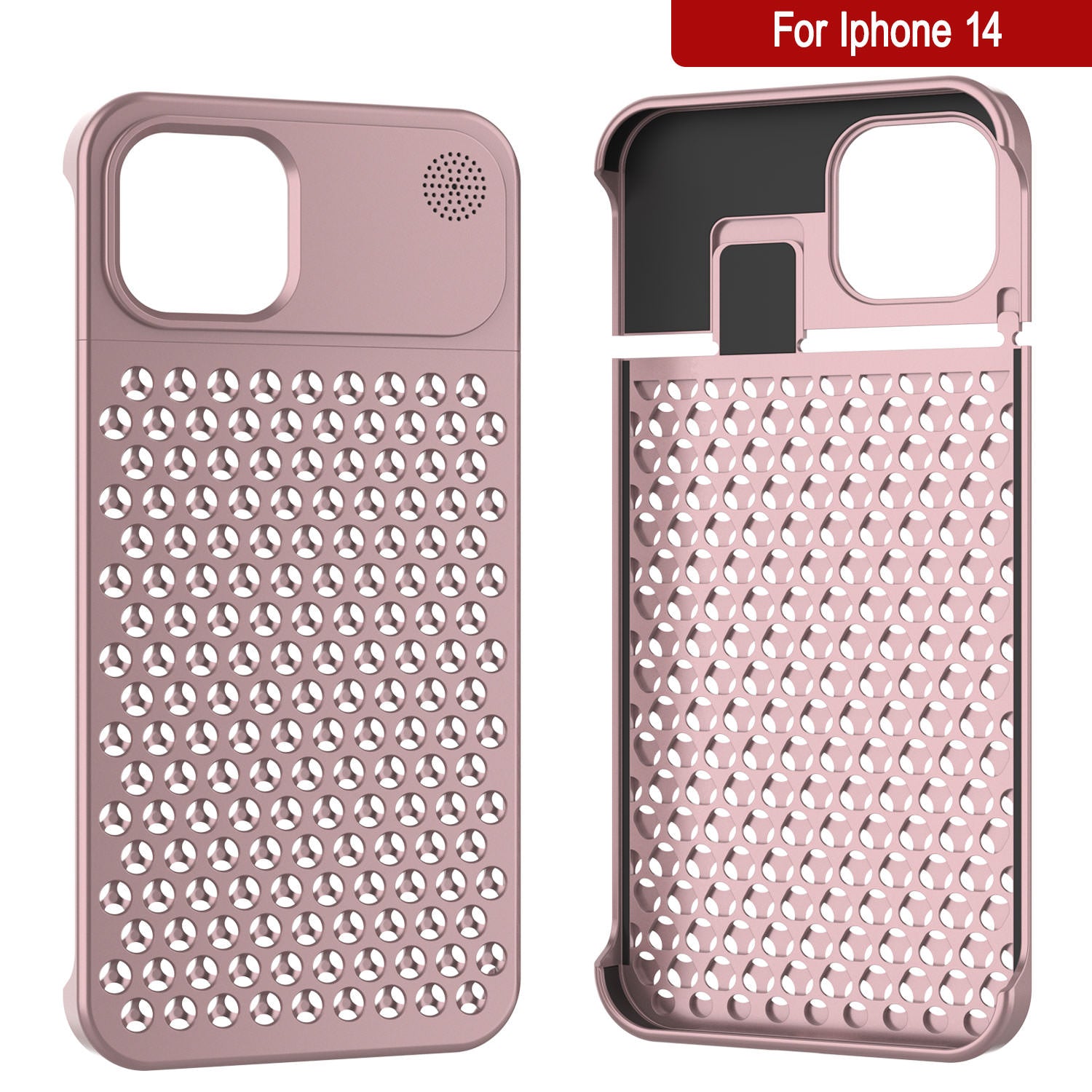 PunkCase for iPhone 14 Aluminum Alloy Case [Fortifier Extreme Series] Ultra Durable Cover [Rose-Gold]