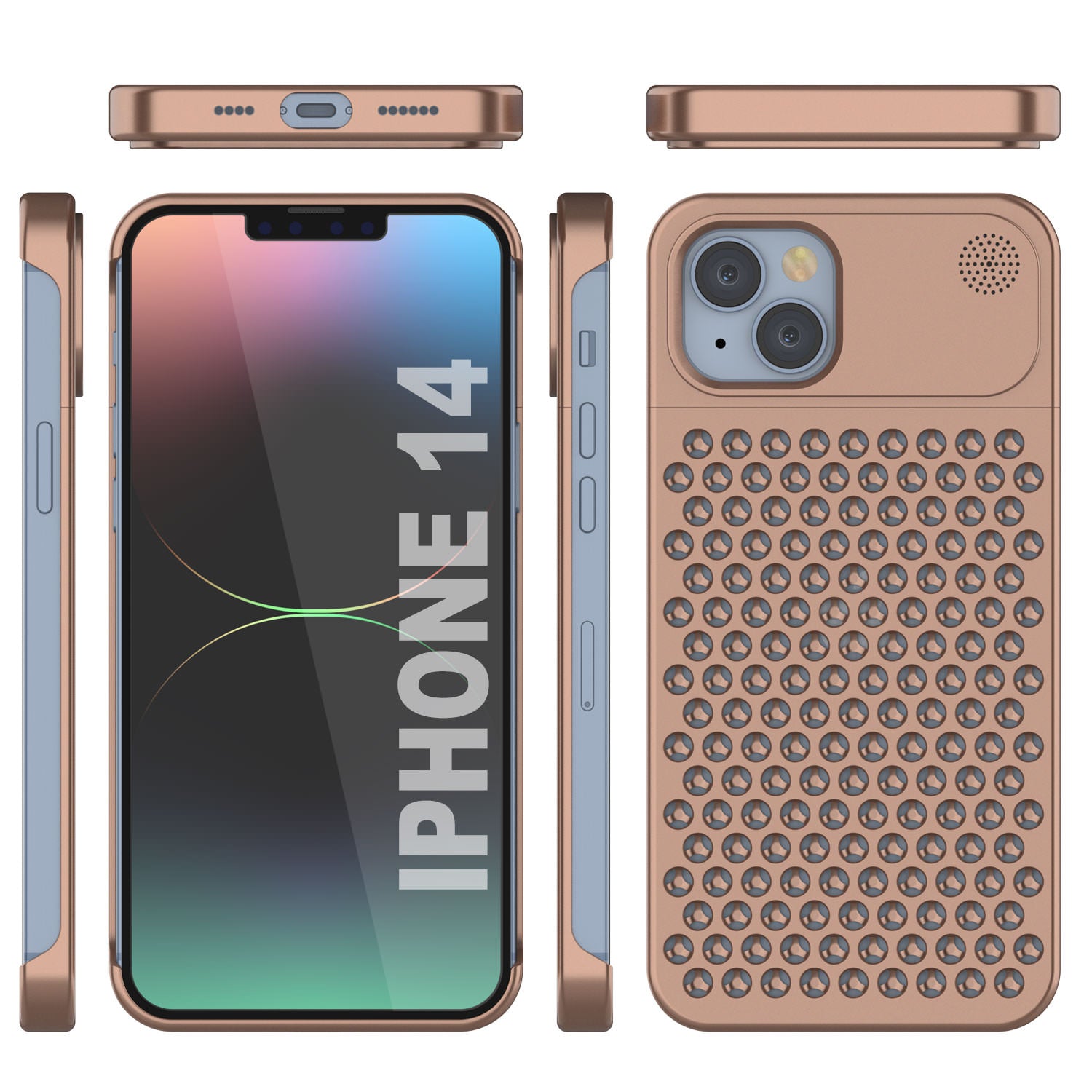 PunkCase for iPhone 14 Aluminum Alloy Case [Fortifier Extreme Series] Ultra Durable Cover [Bronze]