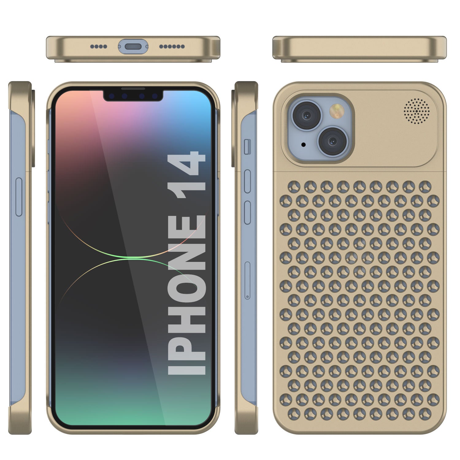 PunkCase for iPhone 14 Aluminum Alloy Case [Fortifier Extreme Series] Ultra Durable Cover [Gold]